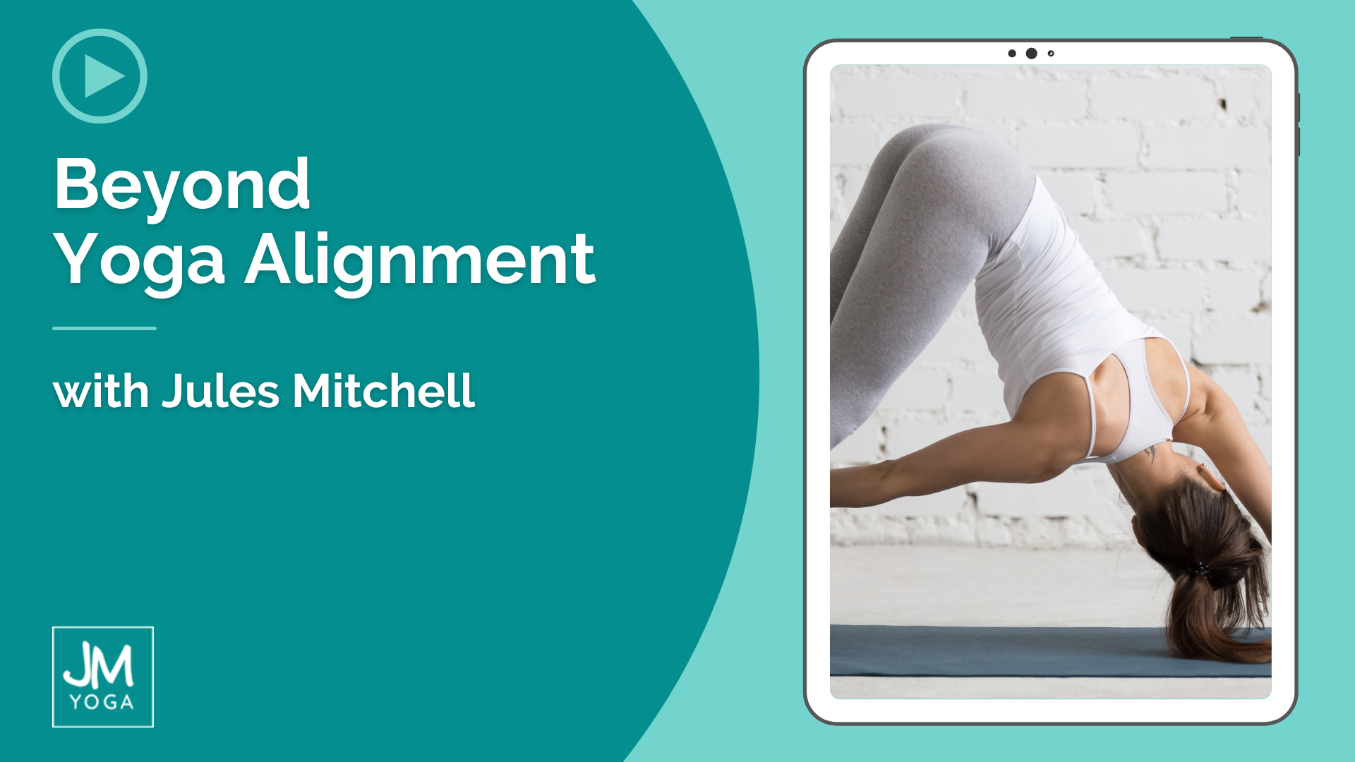 Product graphic in two shades of green. Beyond Yoga Alignment with Jules Mitchell