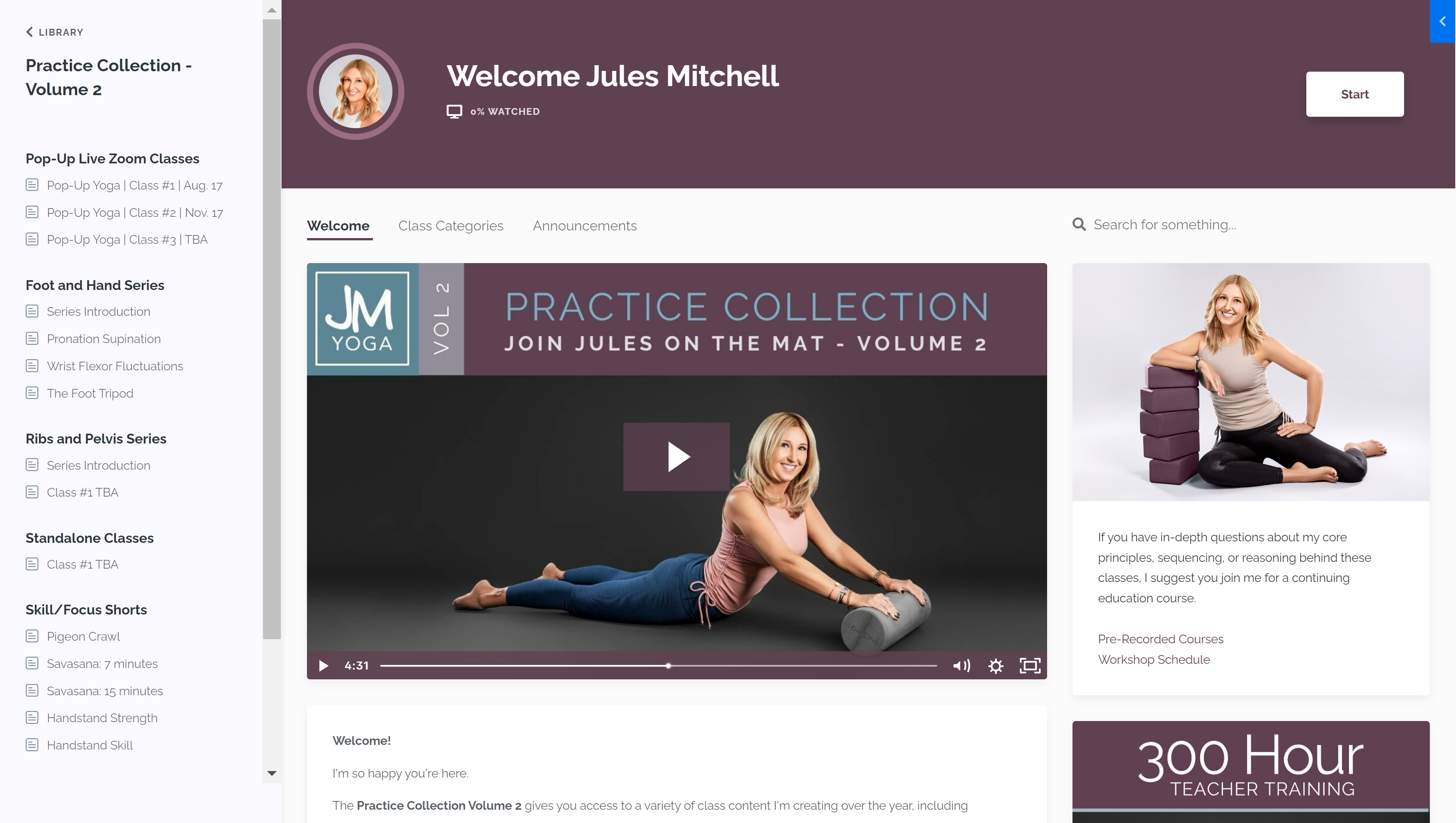 A snapshot of the welcome page inside the practice collection volume 2