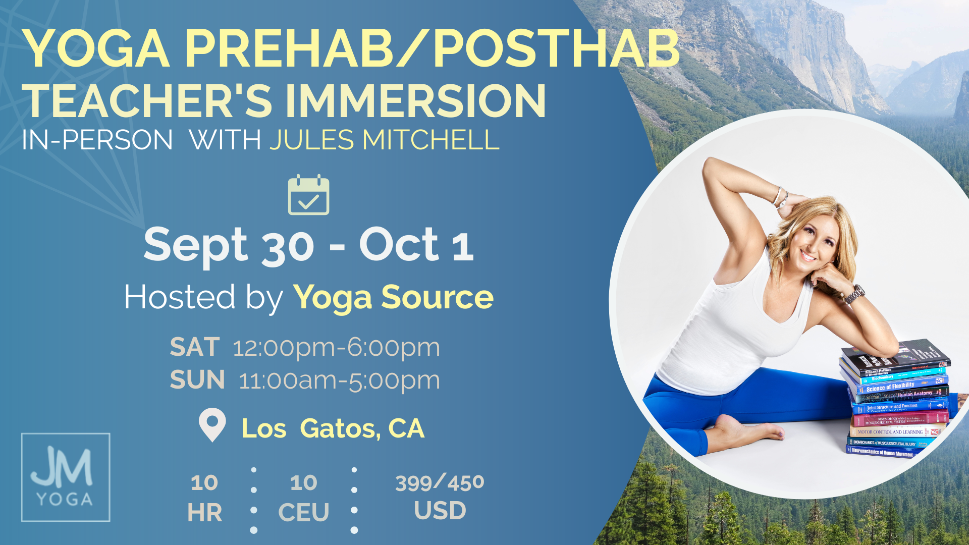 Yoga prehap/post with Jules Mitchell at One Yoga Source in Los Gatos Ca
