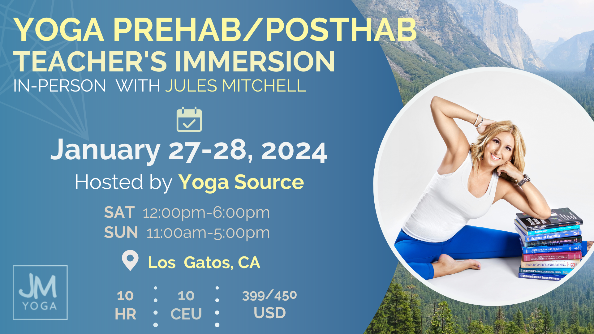 Yoga prehap/post with Jules Mitchell at One Yoga Source in Los Gatos Ca