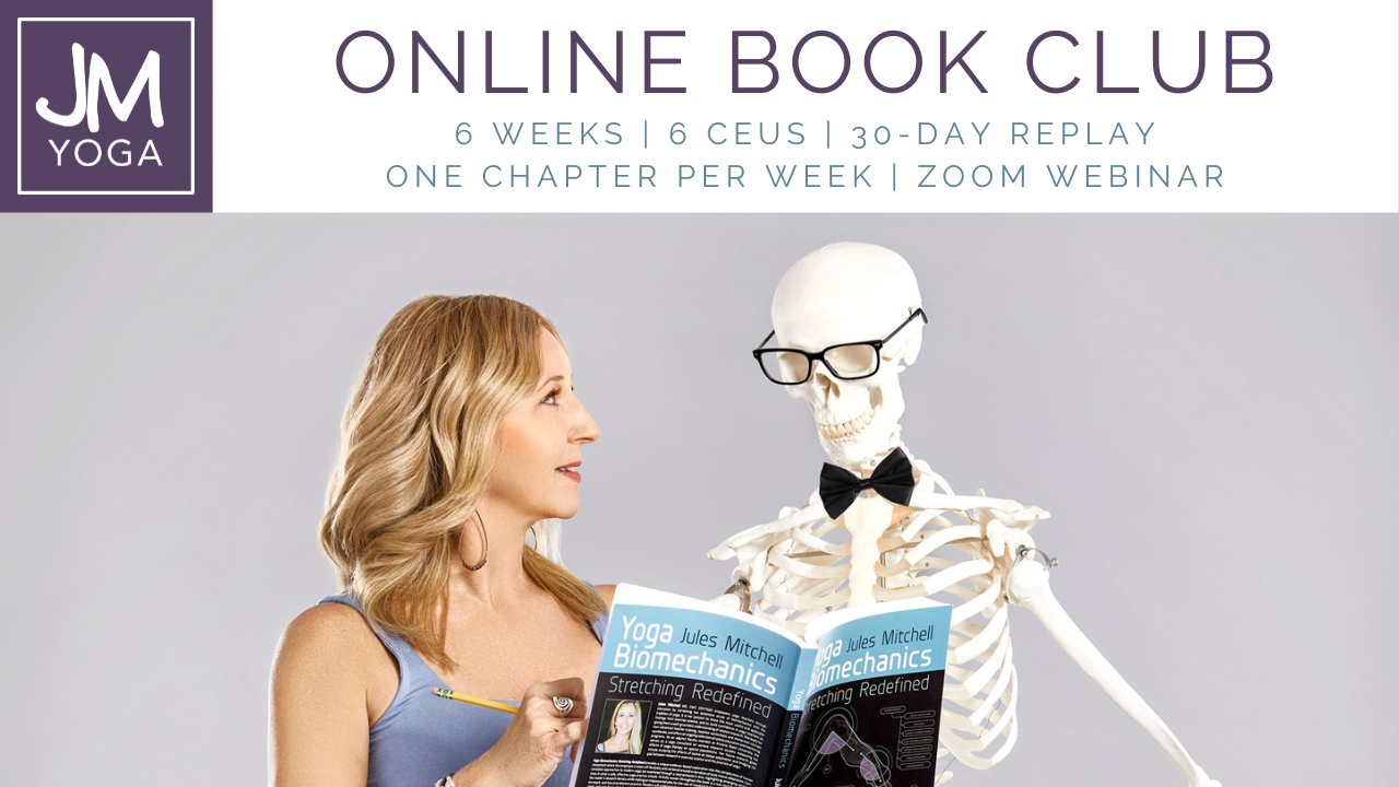 Jules Mitchell leads an online discussion forum for yoga teachers covering her book Yoga Biomechanics: Stretching Redefined