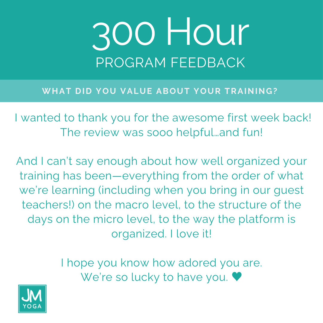 Testimonials for Jules Mitchell's 300hr Yoga Teacher Training