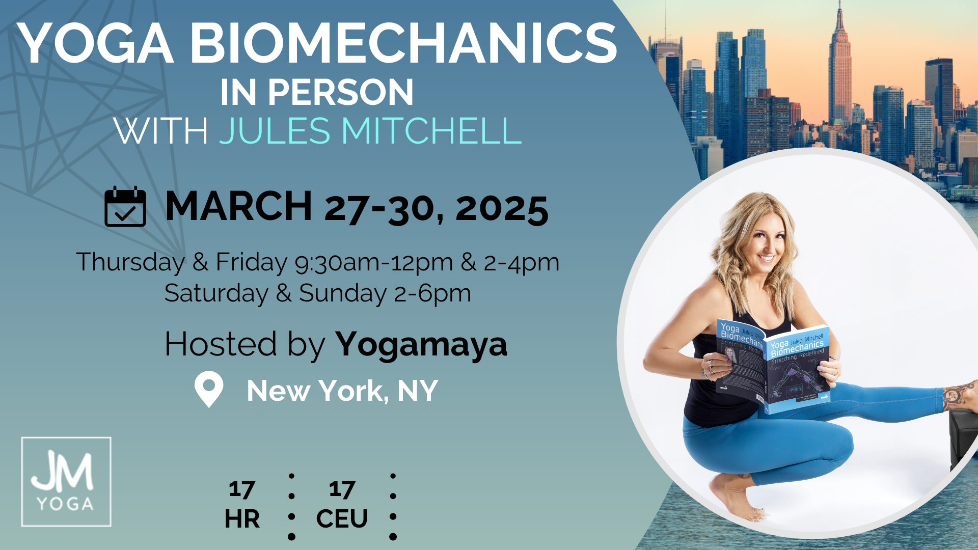 Jules Mitchell leads a yoga teacher's immersion Yoga Biomechanics in New York