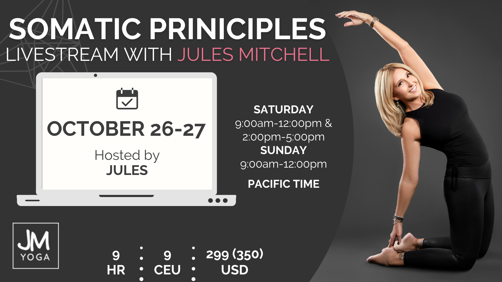 Jules Mitchell offers an online workshop for yoga teacher on somatics and motor control theory, motor learning, and development. 