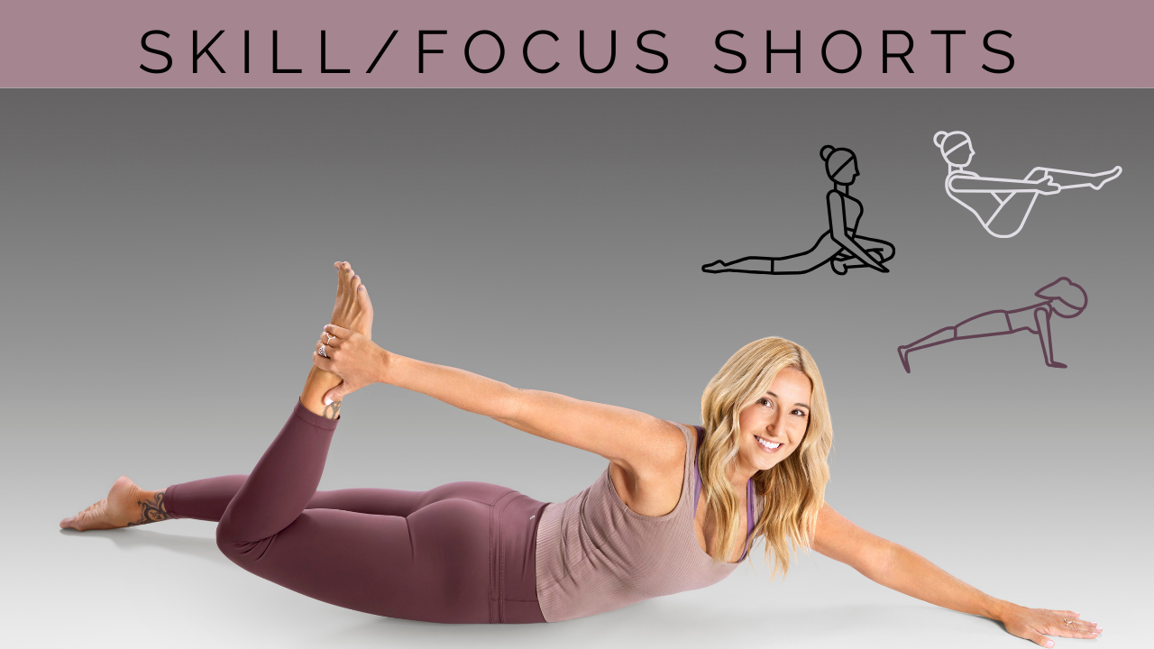 Shorts Online recorded yoga videos with Jules Mitchell in her Practice Collection Volume 4